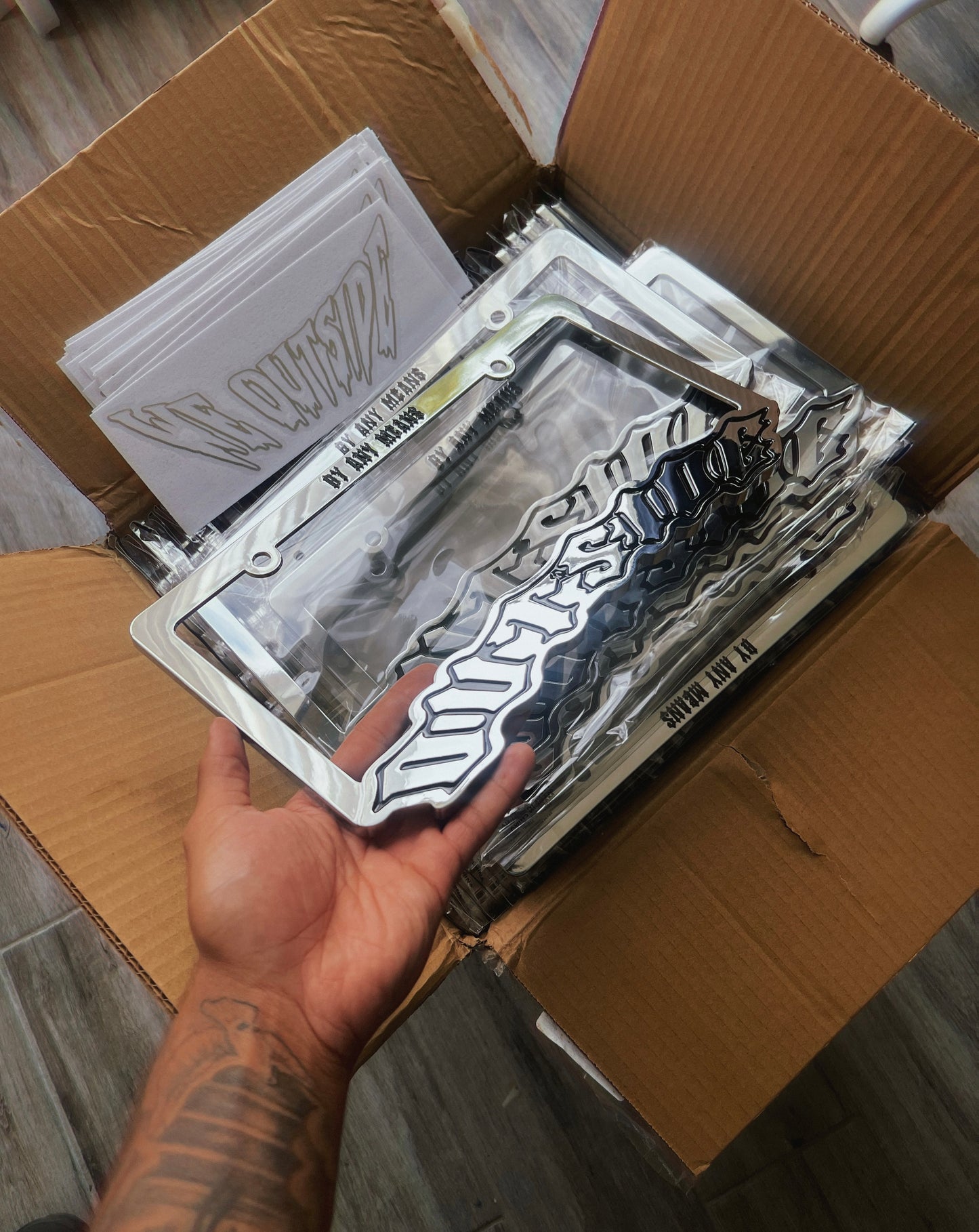 ALL CHROME OUTSIDE LICENSE PLATE FRAMES