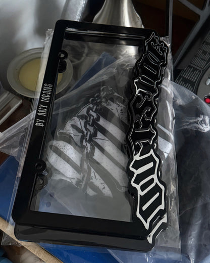 GLOSS BLACK OUTSIDE LICENSE PLATE FRAMES